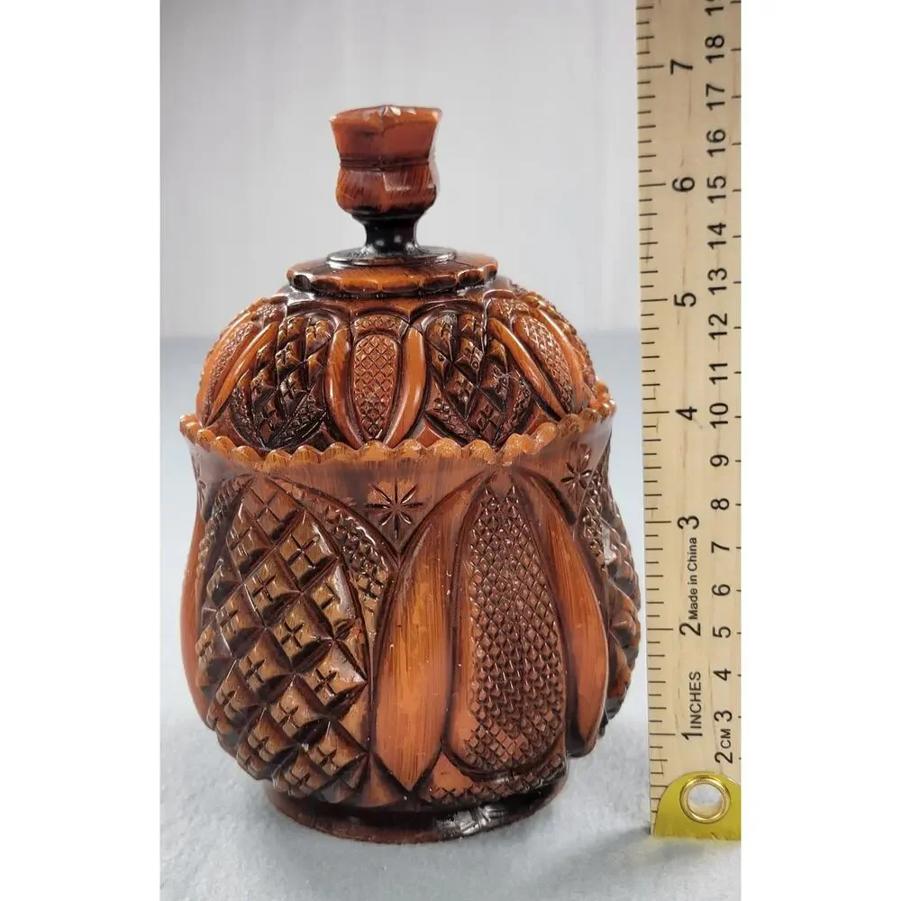 Vintage Winart Pottery Tangerine Candle Lidded Sugar Bowl Harvest Decor